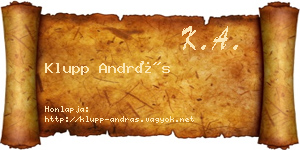 Klupp András névjegykártya