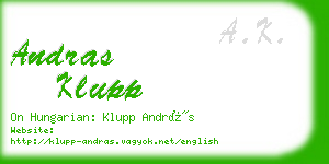 andras klupp business card